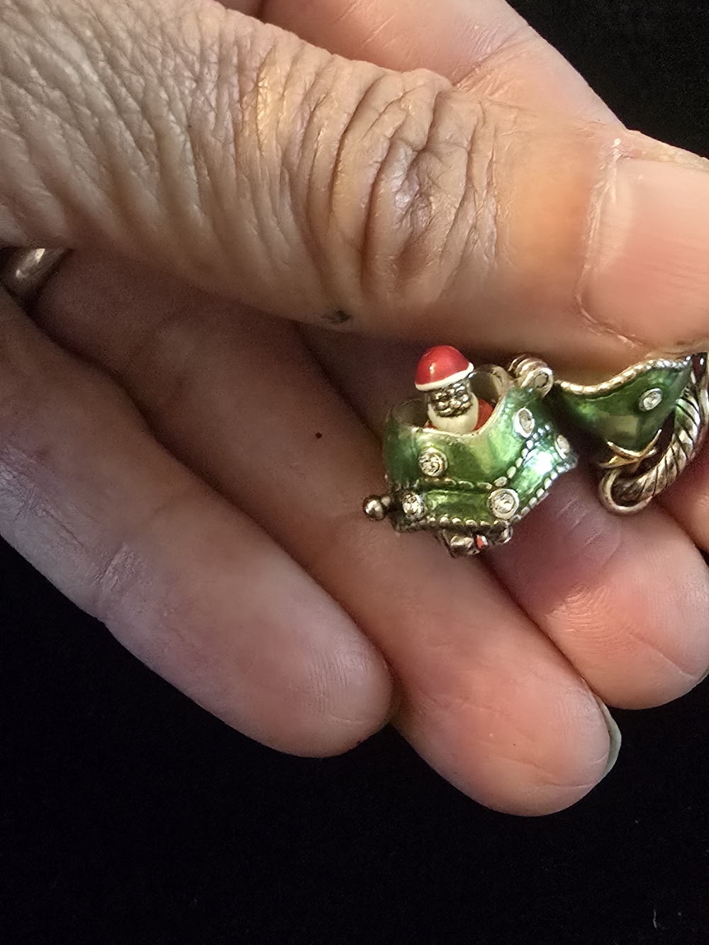 BRIGHTON CHARM Christmas Tree Green and Gold Charm Pendant - Picture 5 of 6